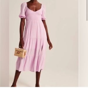 Abercrombie & Fitch Midi Nap Dress in Perfect Pink Comfort Stretch size L